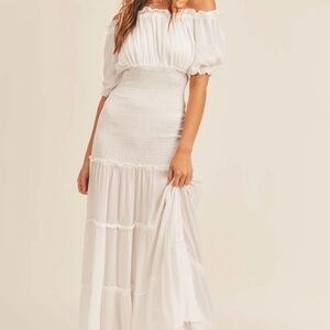 White Off-Shoulder Maxi Dress